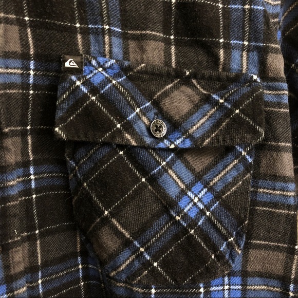 Quiksilver Shirt Blue Plaid Flannel Long Sleeve Button Up Mens Small Outdoor - Picture 2 of 4